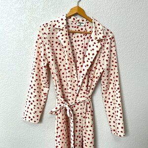 Show Me Your Mumu Wrap Robe Dress Floral Red and White size Small